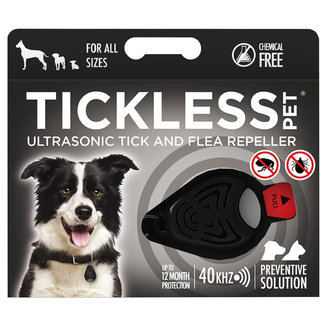 TICKLESS Pet - ultradźwiękowy odstraszacz na kleszcze - czarny